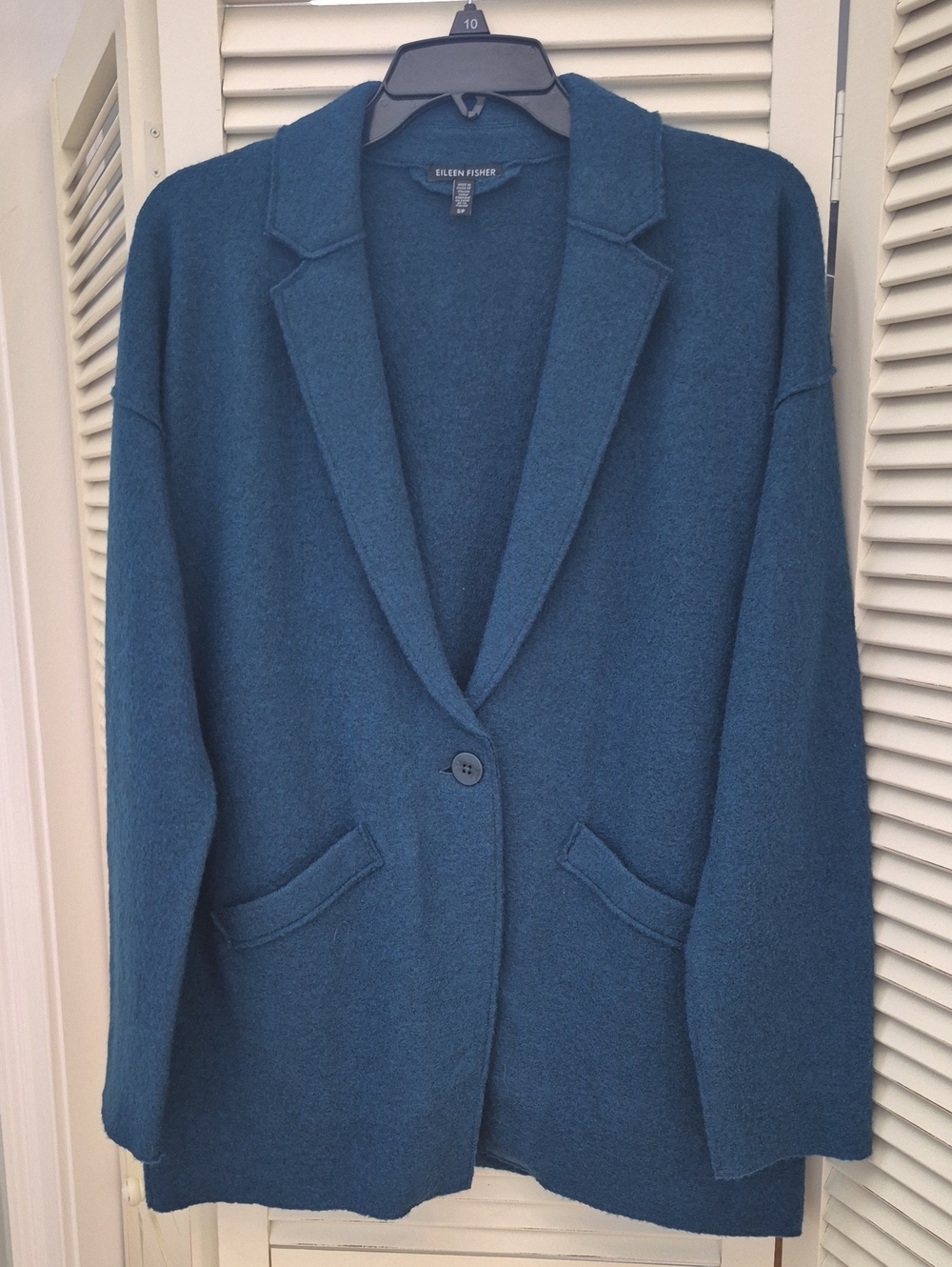 Eileen Fisher Deep Teal Single-Button Wool Blazer